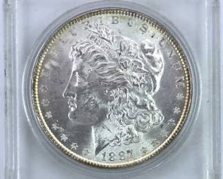 1887 Morgan Silver Dollar Great Luster in Holder