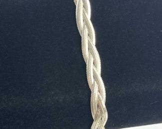 925 Silver Braided Herringbone Bracelet