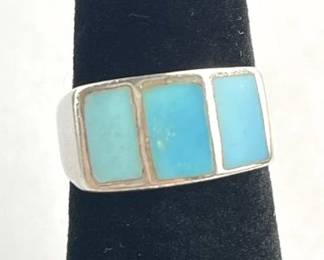 925 Silver Turquoise Inlay Ring