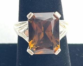 925 Silver Dark Citrine Stone Ring