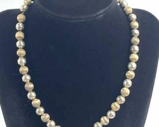 925 Silver Heavy Taxco Mexico Beaded Necklace