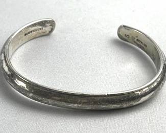 925 Silver Heavy Handwrought Bangle Cuff Bracelet