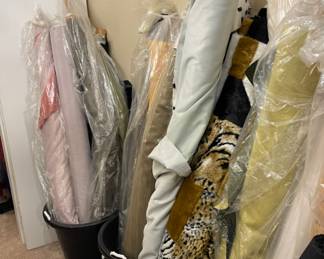 The fabric rolls consists of faux leathers and so much more...high quality fabric. She had a lot of fabric shipped to her home from New York City.