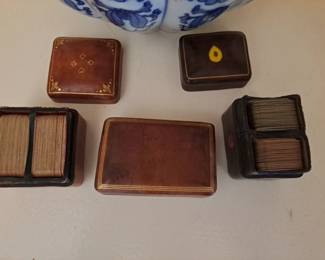 Antique Leather Boxes with Miniature Cards