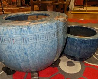 Antique ceramic hibachi pots with tea hanger