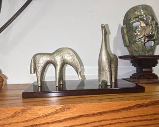 Mid-century Norwegian pair of horses, cast and metal