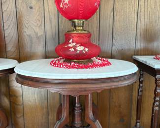 Fantastic lamps and marble tables 