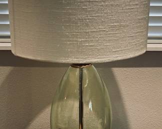 Vintage Green Bubble Glass Table Lamp.