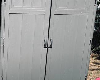 Suncast Extra Large Vertical Shed/Storage with Base. 2 Available. H 77" x W 68" x D 42".
