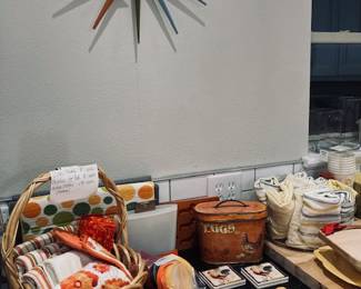 Vita Sunburst Wall Clock. Kitchen Items, Decor and Decorative Towels.