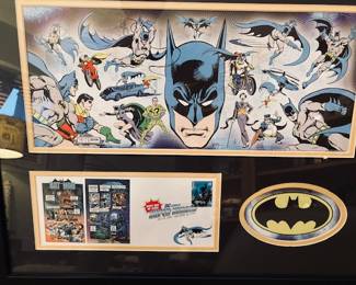 USPS Limited Batman Print w/Stamped Envelope. Framed - Matted 18" x 22".