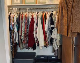 Selection of Women's Clothing. Wall-Art, Storage Containers.