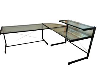 L-Shaped Tempured Glass Top Desk
