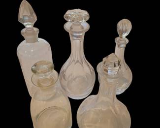 5 Antique & Vintage Crystal Decanters, Ice Bucket