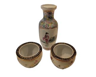 Asian Porcelain Vase and Bowls