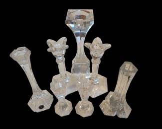 Orrefors Signed Crystal Candle Holders Etc