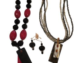 Blown Glass Pendant Necklaces, Earrings