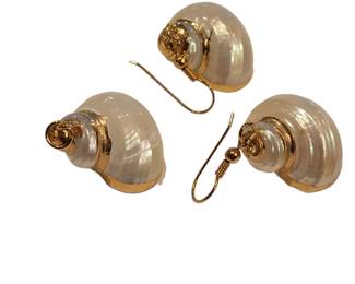 Natural Polished Shell Gold Leaf Earrings Pendant