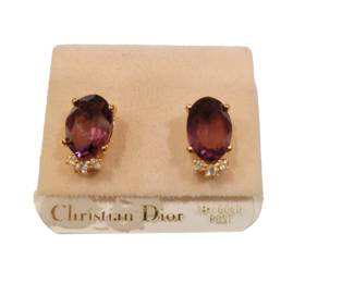 Vintage Christian Dior Amethyst & Crystal Earrings