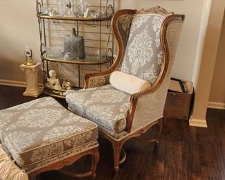 Very nice wingback chair with matching ottoman 