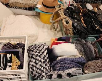 Scarves leahter handbags and gloves 