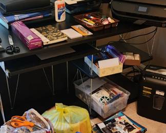 Office desk printer shredder and supplies 
