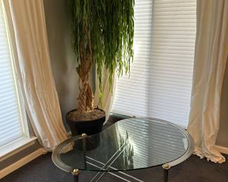 Late 20th Century Design Institute of America Glass & Steel Kidney Coffee Table