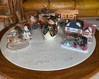 Round Table with Marble Top & Christmas Decor