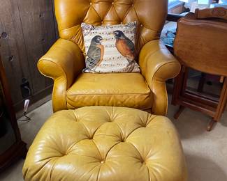 MCM Leather Chair & Ottoman