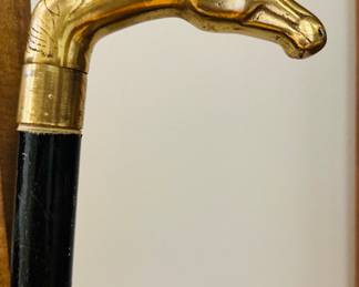 Horse Head Intricate Carved Steel Walking Stick/Sword 
