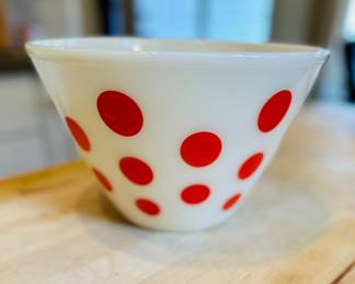 Vintage Red Polka Dot FireKing Dish 