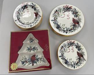 Lot 9564 Lot of Lenox Bird Winter Greetings China Set