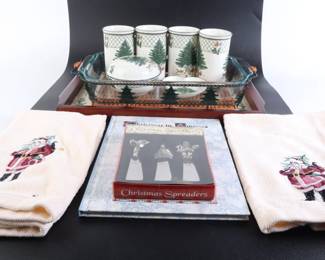 Lot 9553 Asstd Christmas Serving Lot  Mikasa  Spode  Pyrex