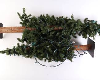 Lot 9523 Pair of Small Faux Trees with Lights 48h  36h