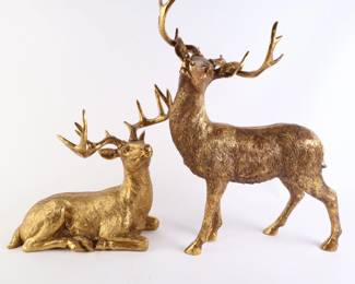 Lot 9082 Gold Resin Reindeer Pair