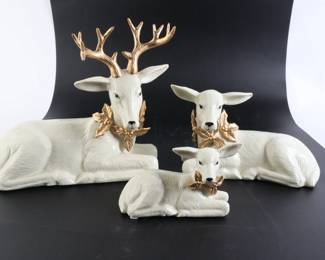 Lot 9073 Lot of Three Reindeer Figurines