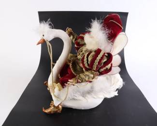 Lot 8256 Santa Jester Fairy Riding a Swan Decorative Figure