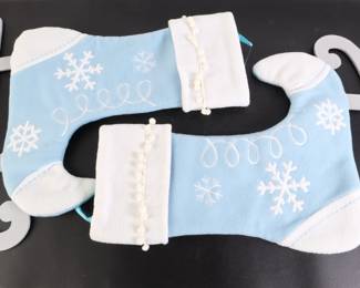 Lot 8255 Set of 2 Carolina Blue Ice Skate Christmas Stockings