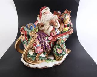 Lot 8254 Fitz and Floyd Classics  Santa in Sleigh Cookie Jar  Ceramic