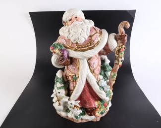 Lot 8253 Fitz and Floyd Classics  Pink Santa  Forest Animals Centerpiece Vase