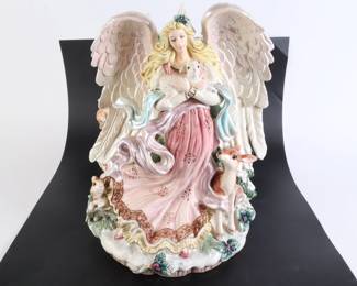Lot 8242 Fitz and Floyd Classics  Pink Angel  Forest Animals Centerpiece Vase