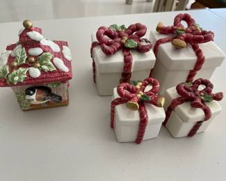 Lot 8212 Fitz and Floyd Birdhouse Candle  Present Gift Ceramic Trinket Boxes