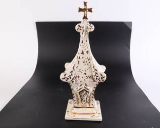 Lot 8200 Blue Sky Clayworks  Ceramic Chapel Church Tea Light Candle Holder