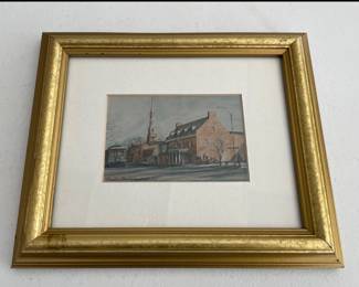 Lot 7235 Framed Franklin St Chapel Hill Colored Lithograph