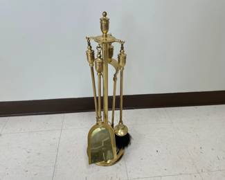 Lot 4465 Brass Fireplace Tool Set  Made in England