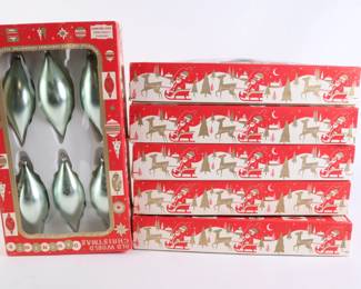 Lot 902 Lot of Seafoam Green Boxed Vintage Ornaments