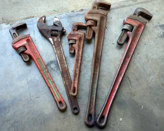 Pipe Wrench Assortment, Qty 4 And Crescent Wrench