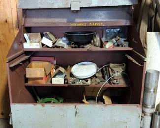 Metal Rolling Job Box, 56" x 50" x 30", Contents Include Flanges, Butt Welding Pipe Fittings, Pipe Clamp, And More
