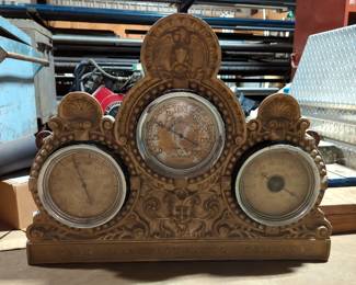 York Manufacturing Company Vintage Steel Wall Mounted Industrial Ammonia Triple Gauge Display, 28" x 35" 6.5", Very Heavy