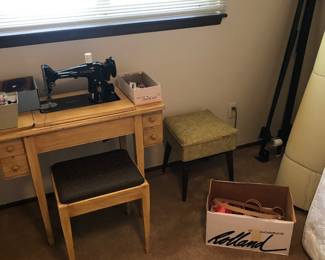 Vintage sewing machine and matching stool!